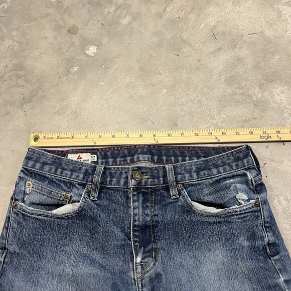 American Giant Jeans Mens 32x32 Blue 218 Straight Maritime Denim Distressed - Picture 6 of 9